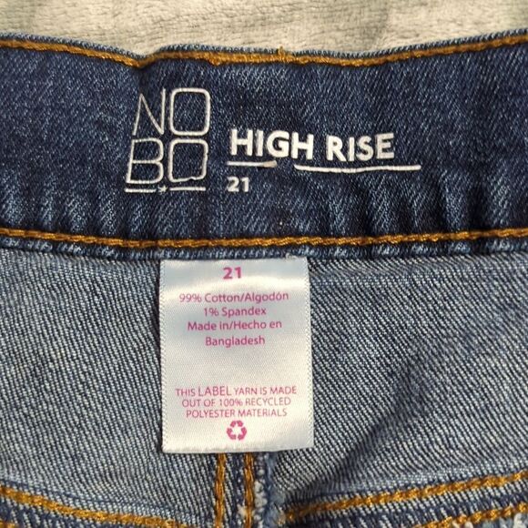 No Boundaries Jean Shorts Juniors Size 21 High Rise Blue Stretch Denim Cuffed - Picture 4 of 7